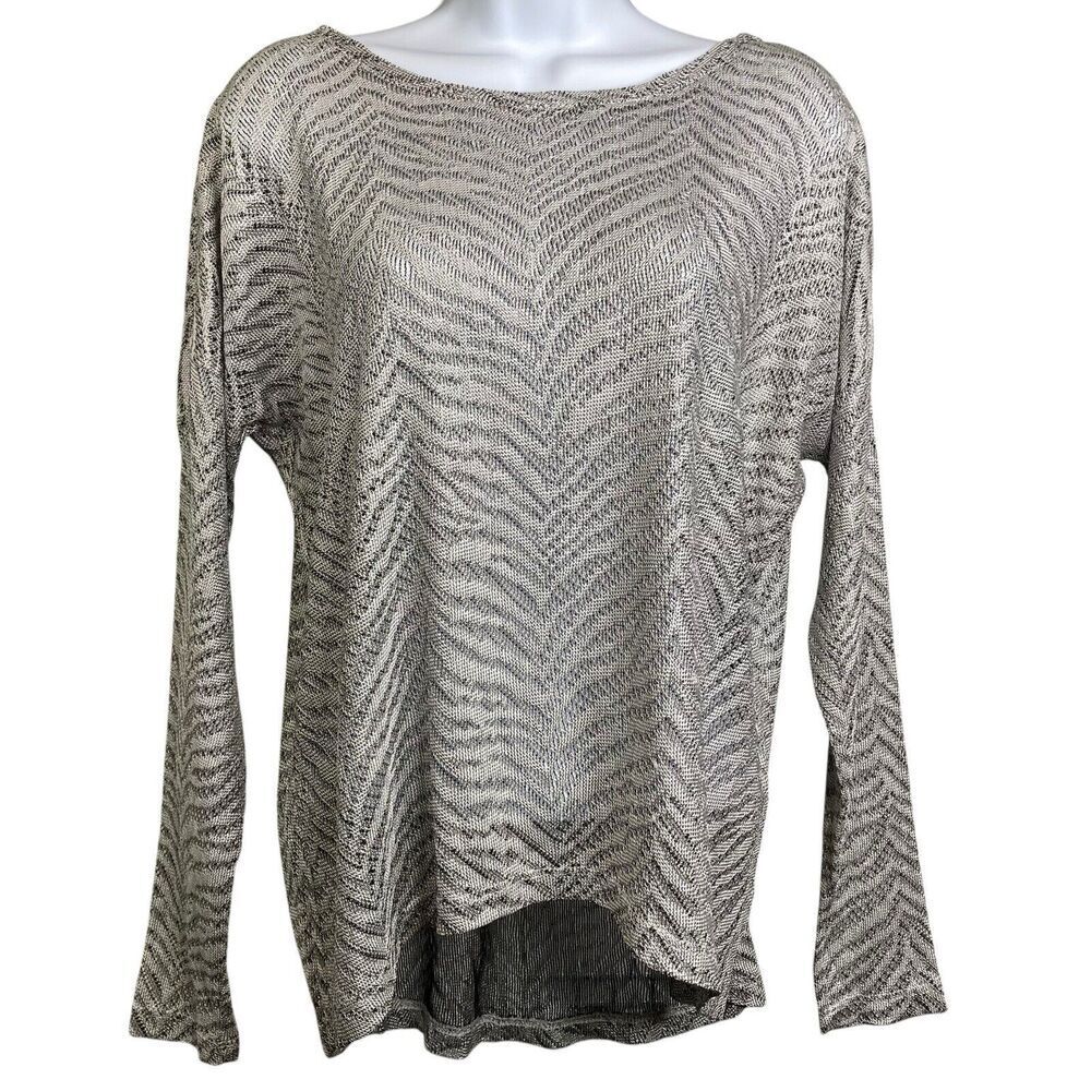 Generation Love Women's Gray Mesh Sweater Size‎ M/L Shimmery Silver Subtle Glam